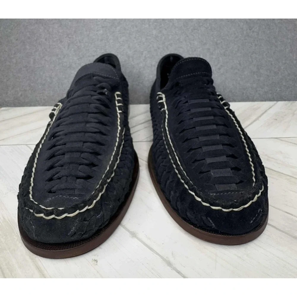 Vintage Florsheim Suede Huarache Loafers Navy Men's Size 10.5 3E Preppy Academia